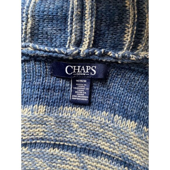 Cotton Blue and White Knit Open Front Cardigan Sweater Sz M - Picture 5 of 6